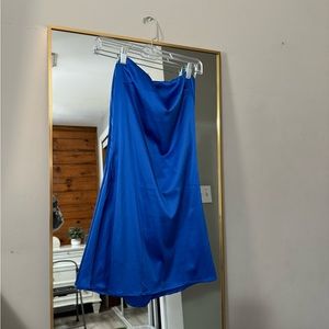 Blue strapless mini dress royal blue
